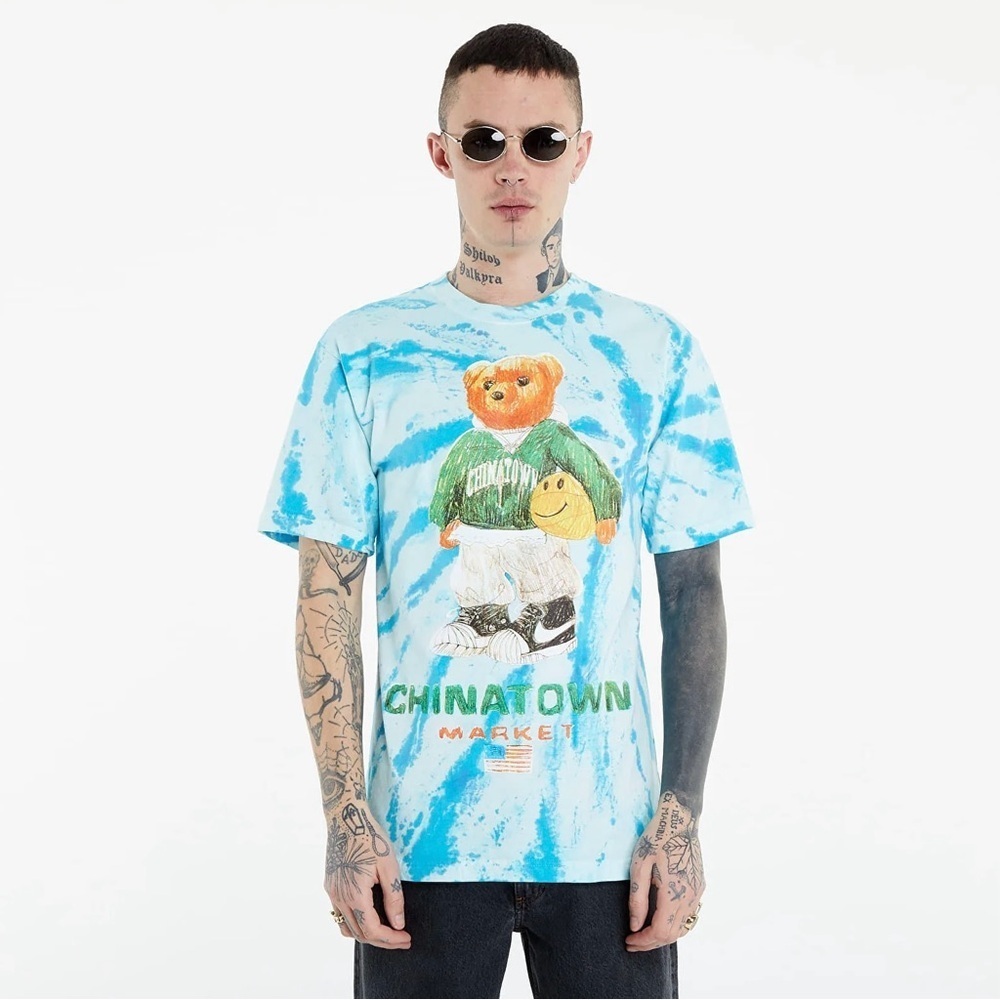 Chinatown Market Smiley T-Shirt, Sketch Basketball Bear, Blue Tie-Dye, Sz Medium - Picture 8 of 8